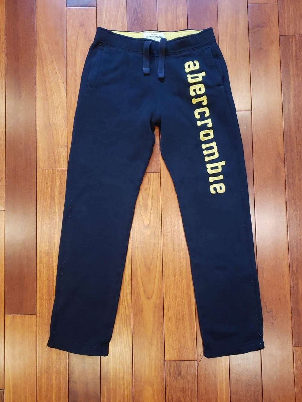Kid's Abercrombie Straight Leg Sweat Pants. Black and Yellow